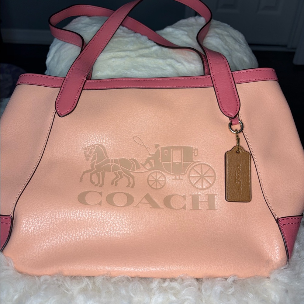 Coach Pink and Peach Leather Tote